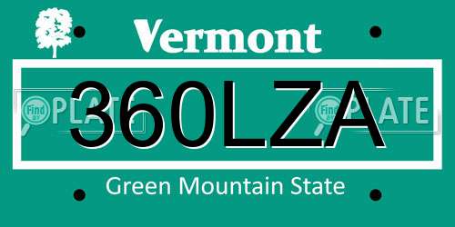 360LZA Vermont License Plate