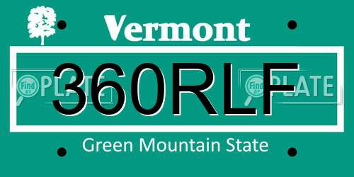360RLF Vermont License Plate