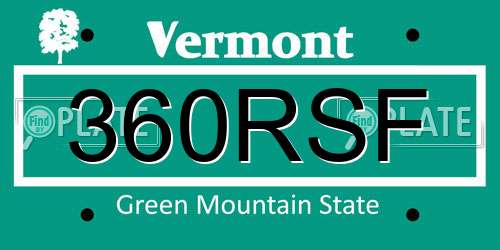360RSF Vermont License Plate