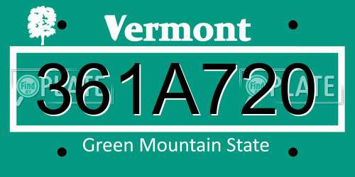 361A720 Vermont License Plate