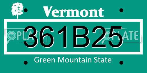 361B25 Vermont License Plate