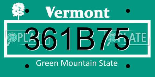 361B75 Vermont License Plate