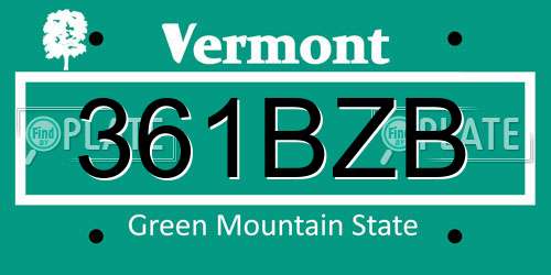 361BZB Vermont License Plate