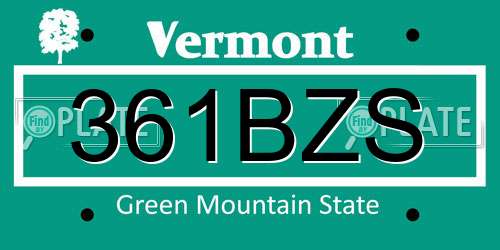361BZS Vermont License Plate