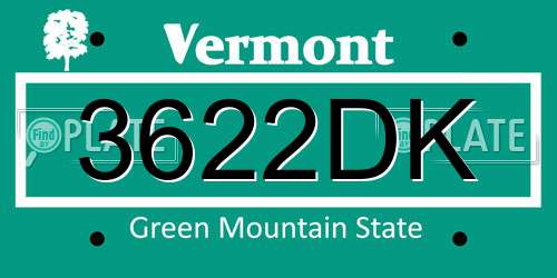 3622DK Vermont License Plate
