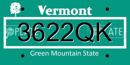 3622QK Vermont License Plate