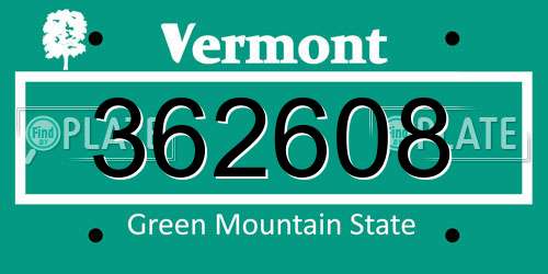 362608 Vermont License Plate