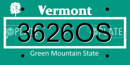 3626OS Vermont License Plate