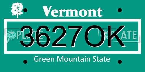3627OK Vermont License Plate