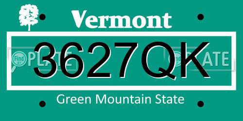 3627QK Vermont License Plate