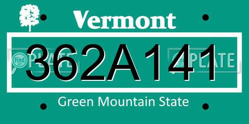 362A141 Vermont License Plate