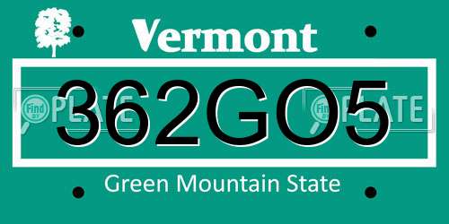 362GO5 Vermont License Plate