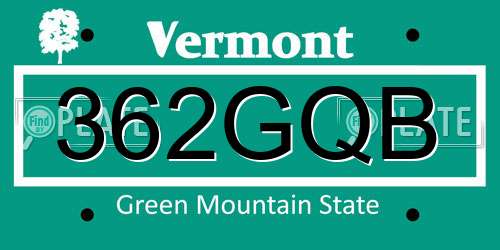 362GQB Vermont License Plate