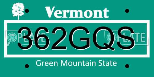 362GQS Vermont License Plate
