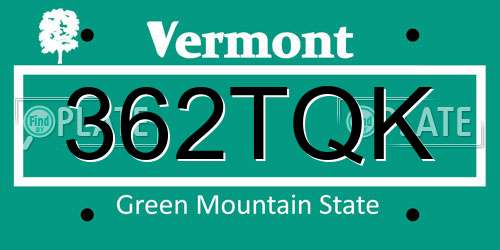 362TQK Vermont License Plate