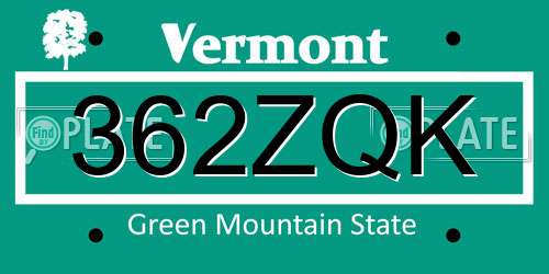 362ZQK Vermont License Plate