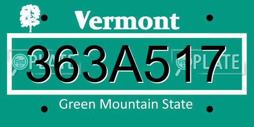 363A517 Vermont License Plate