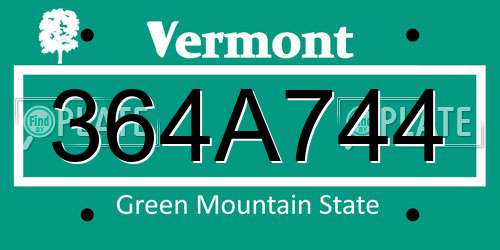 364A744 Vermont License Plate