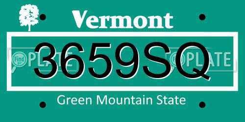 3659SQ Vermont License Plate