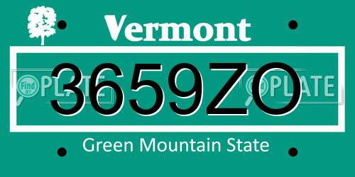 3659ZO Vermont License Plate