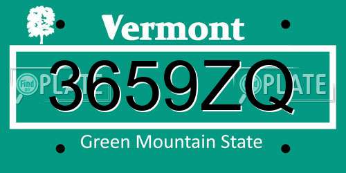 3659ZQ Vermont License Plate