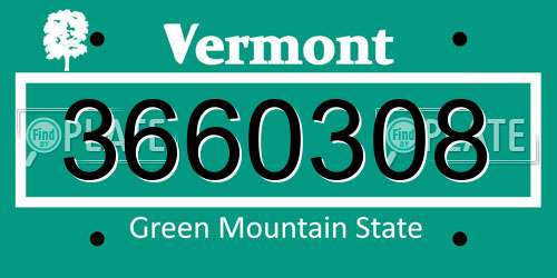 3660308 Vermont License Plate