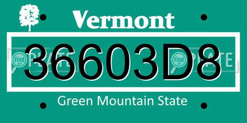 36603D8 Vermont License Plate