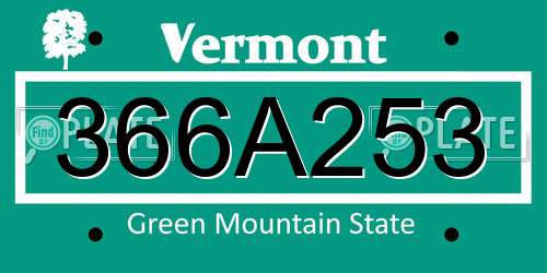 366A253 Vermont License Plate