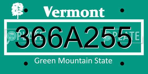 366A255 Vermont License Plate