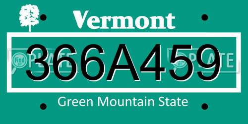 366A459 Vermont License Plate