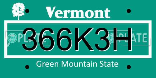 366K3H Vermont License Plate