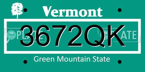 3672QK Vermont License Plate