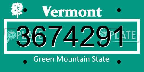 3674291 Vermont License Plate