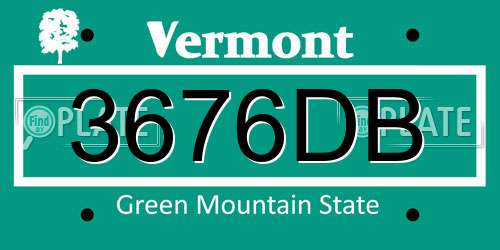 3676DB Vermont License Plate