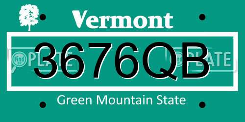 3676QB Vermont License Plate