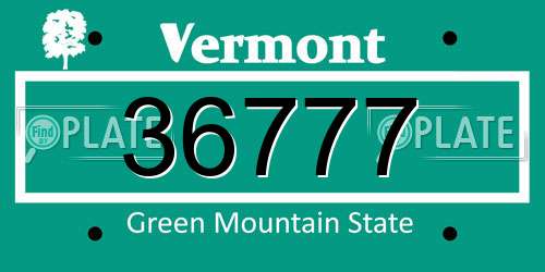 36777 Vermont License Plate