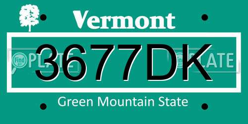 3677DK Vermont License Plate
