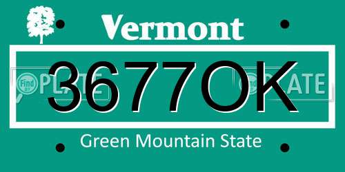 3677OK Vermont License Plate