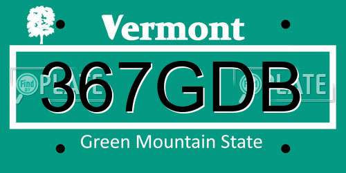 367GDB Vermont License Plate