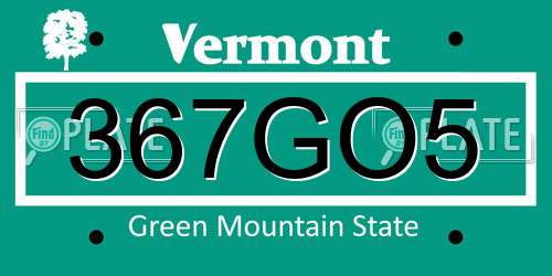 367GO5 Vermont License Plate