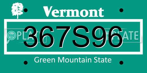 367S96 Vermont License Plate