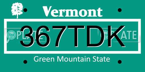 367TDK Vermont License Plate