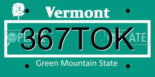 367TOK Vermont License Plate
