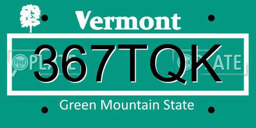 367TQK Vermont License Plate
