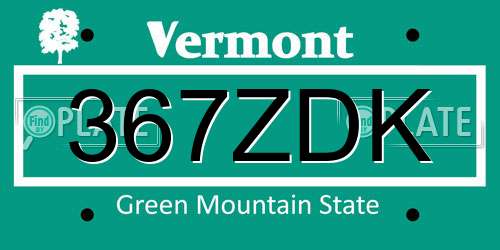 367ZDK Vermont License Plate