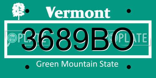 3689BO Vermont License Plate