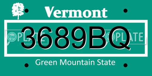 3689BQ Vermont License Plate