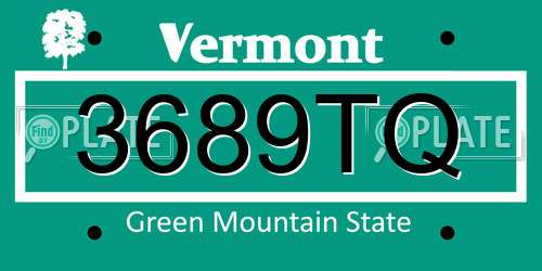 3689TQ Vermont License Plate