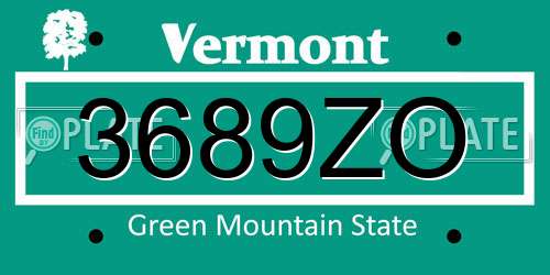 3689ZO Vermont License Plate