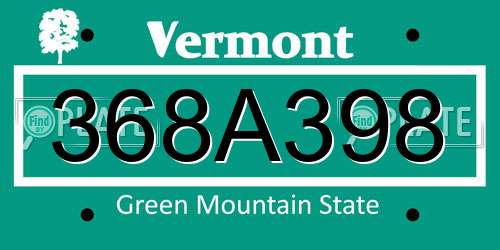 368A398 Vermont License Plate